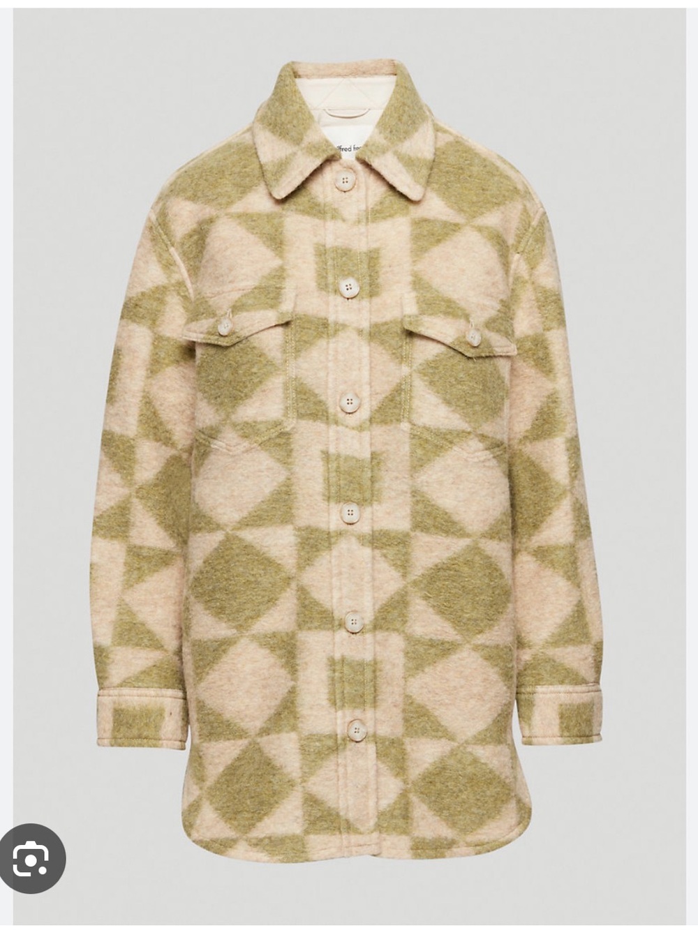 Aritzia Olive & Cream Geometric Ganna Jacket